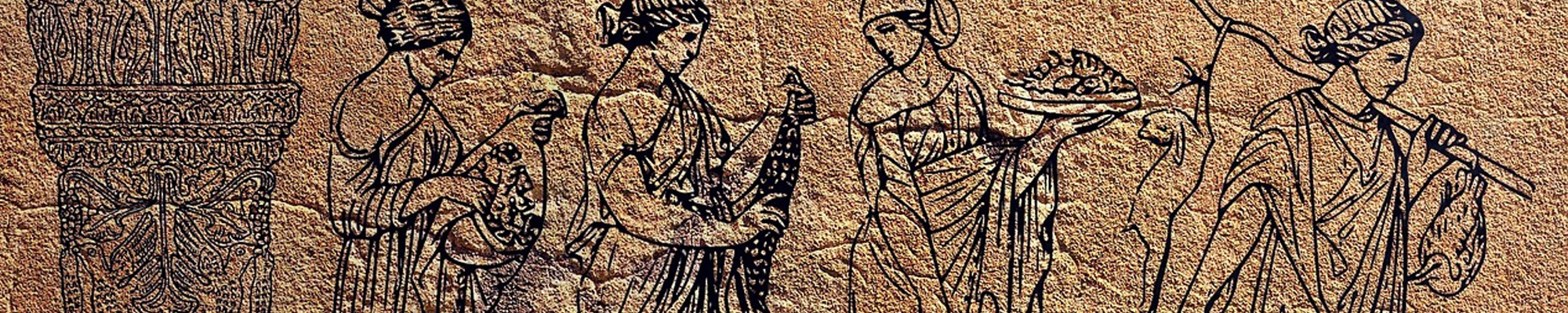 Greek wall mural of women working